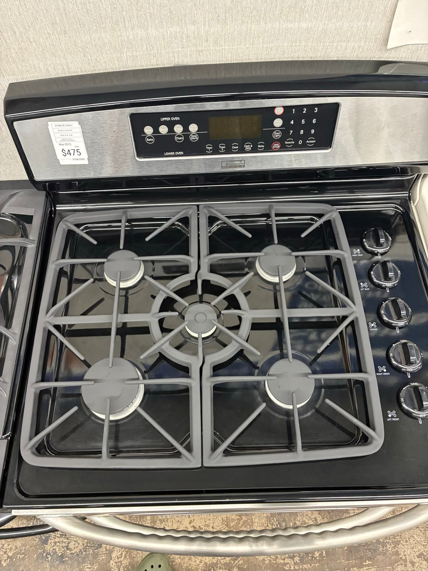 Kenmore Elite gas range stainless steel color 5 burner 30” double oven