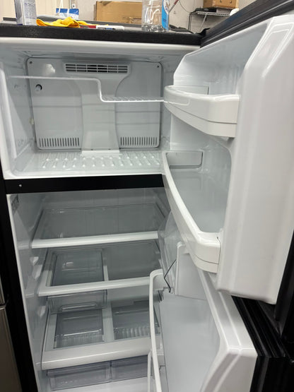 GE top freezer refrigerator black 28”