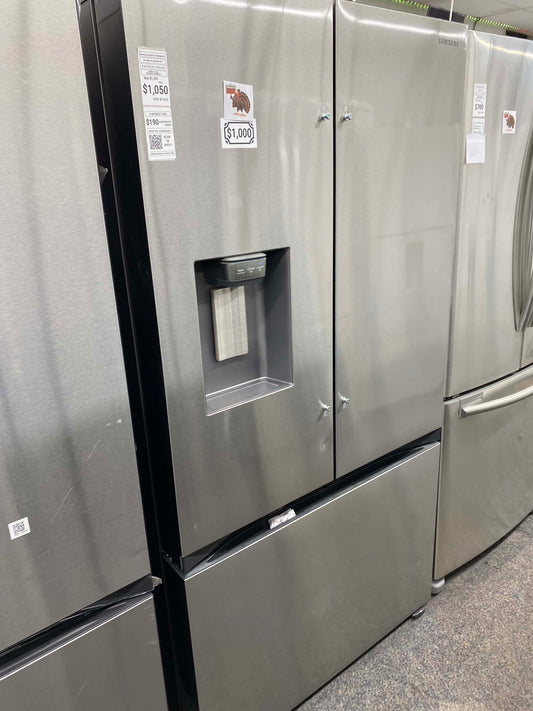 - ITEM: RF1075 Samsung 31 cu. ft. Mega Capacity 3-Door French Door Refrigerator with Four Types of Ice in Stainless Steel 36”