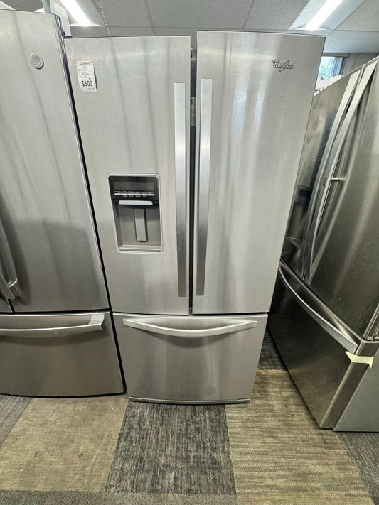 Whirpool 30 inch French door refrigerator stainless steel water dispenser and ice maker bottom