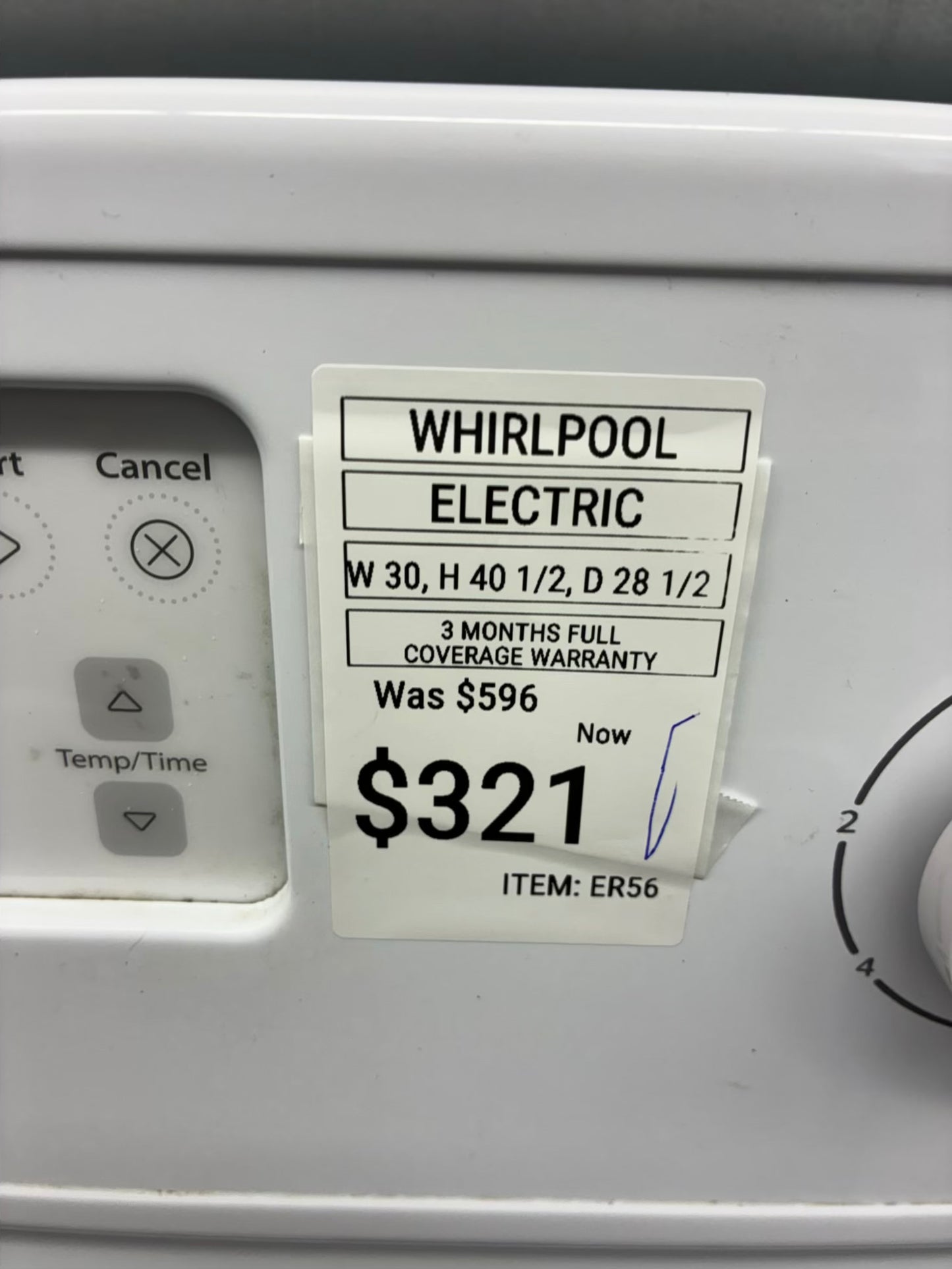 Whirlpool range white 4 burners  30”