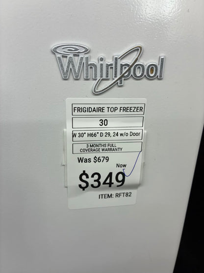 Whirlpool top freezer refrigerator  30”