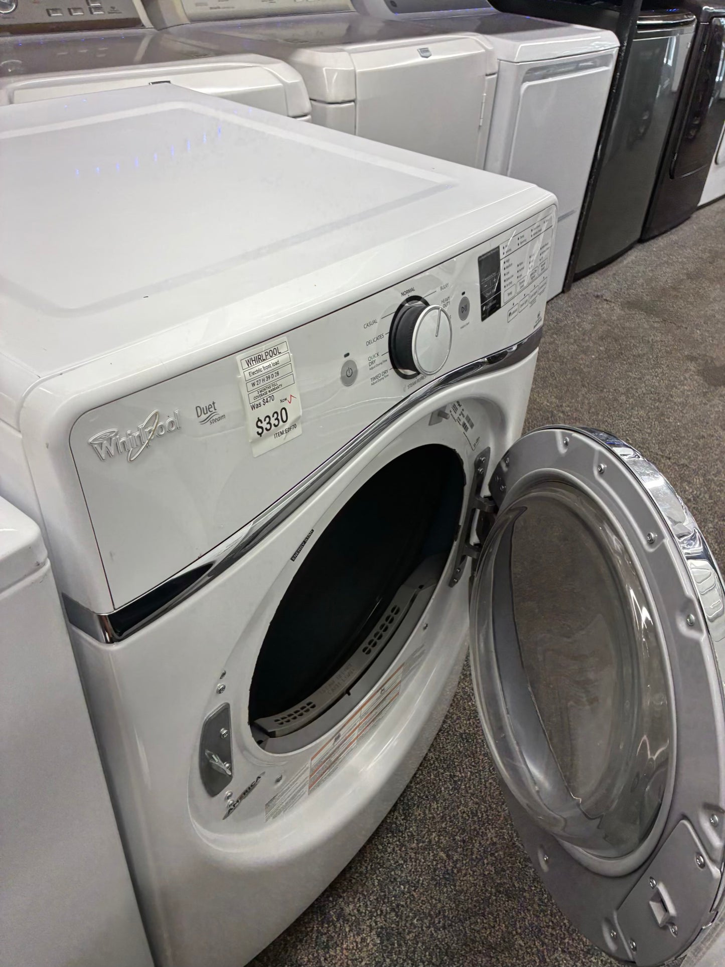 Whirlpool Electric Dryer 27” white front load