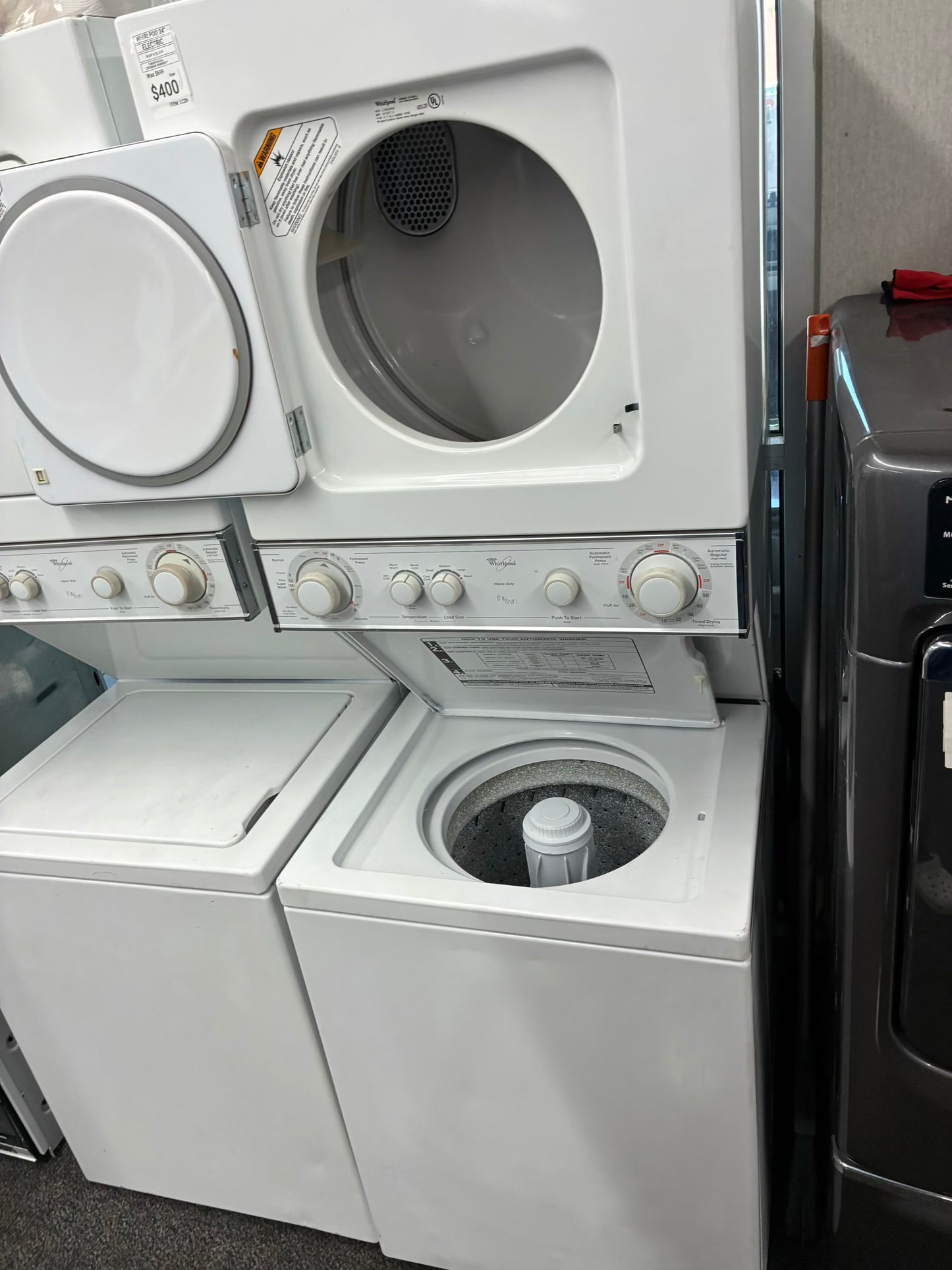 Whirlpool laundry center  washer and dryer set electric stackable 24”