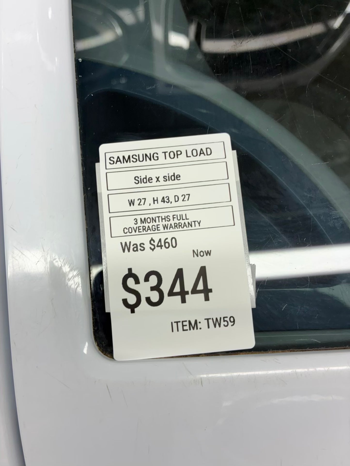 Samsung top load washer  large capacity side x side 27”