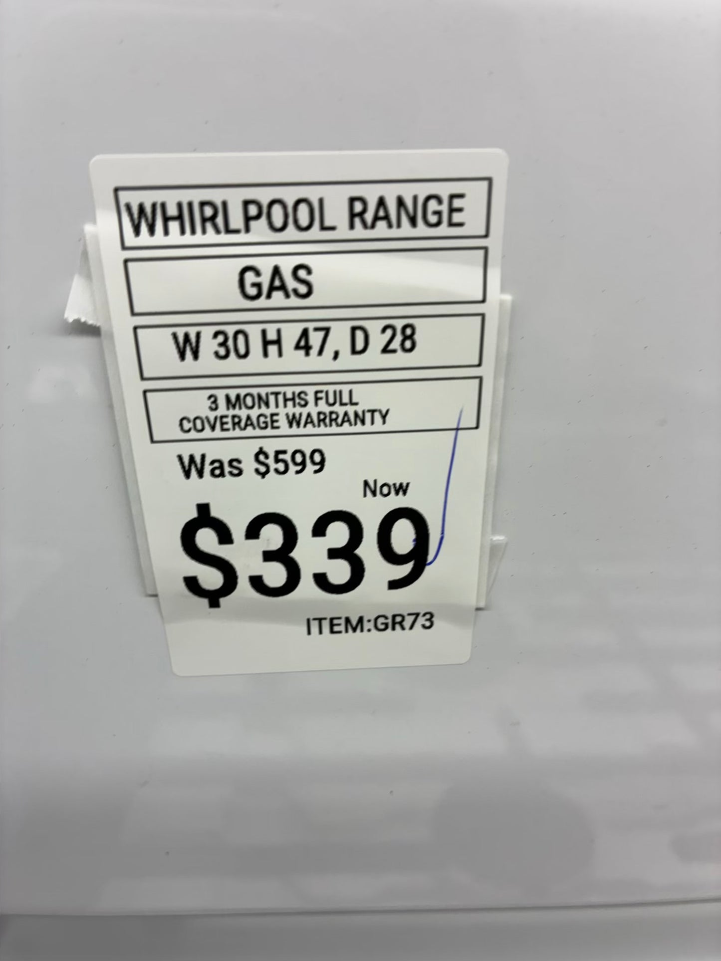 Whirlpool Gas Range white Burners 30”