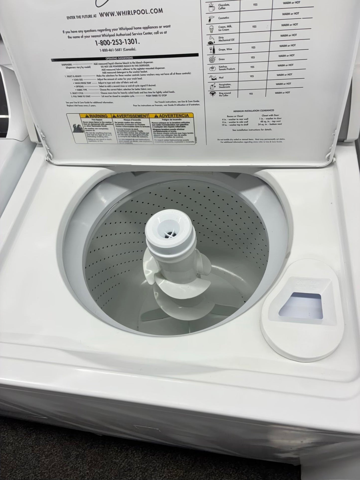 Whirlpool top load large capacity white 27”