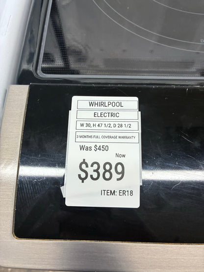 Whirlpool electric stainless steel range 4 burner 30 inch