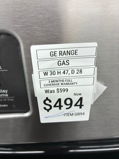 GEGas Range Stainless Steel 5 Burners 30”