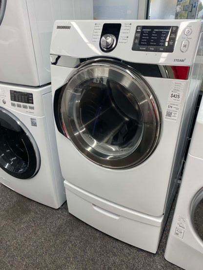 ITEM: #ED207 Samsung front load electric dryer 220v large capacity stackable 27” w/pedestal