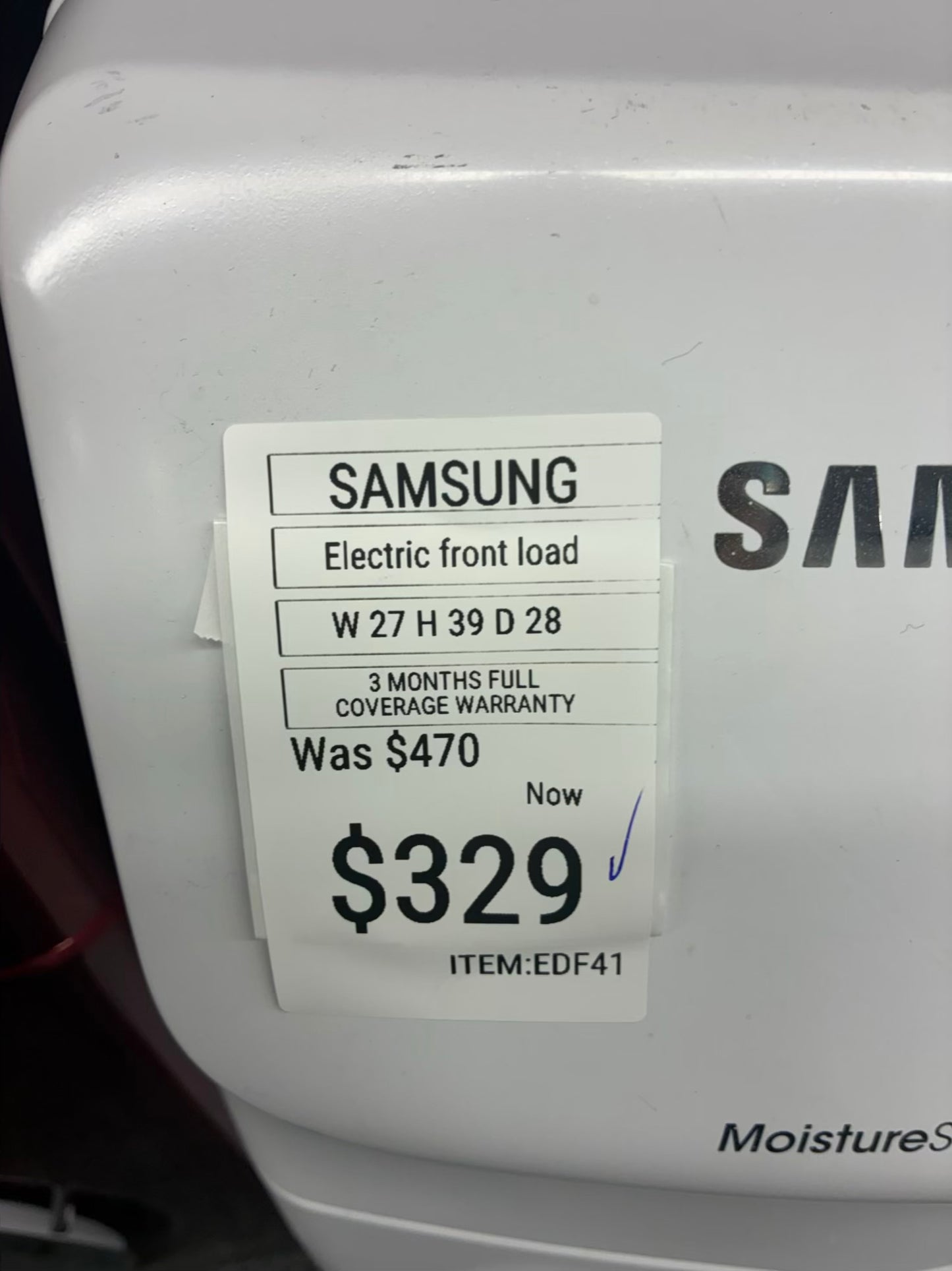 Samsung Electric Dryer 27”white front load