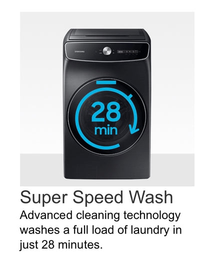 • 🔥HOT DEAL  ★ Samsung Open Box 6 cu. ft. Smart High-Efficiency Front Load Washer with Super Speed in Brushed Black W4488