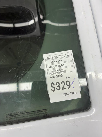 Samsung top load large capacity white 27”