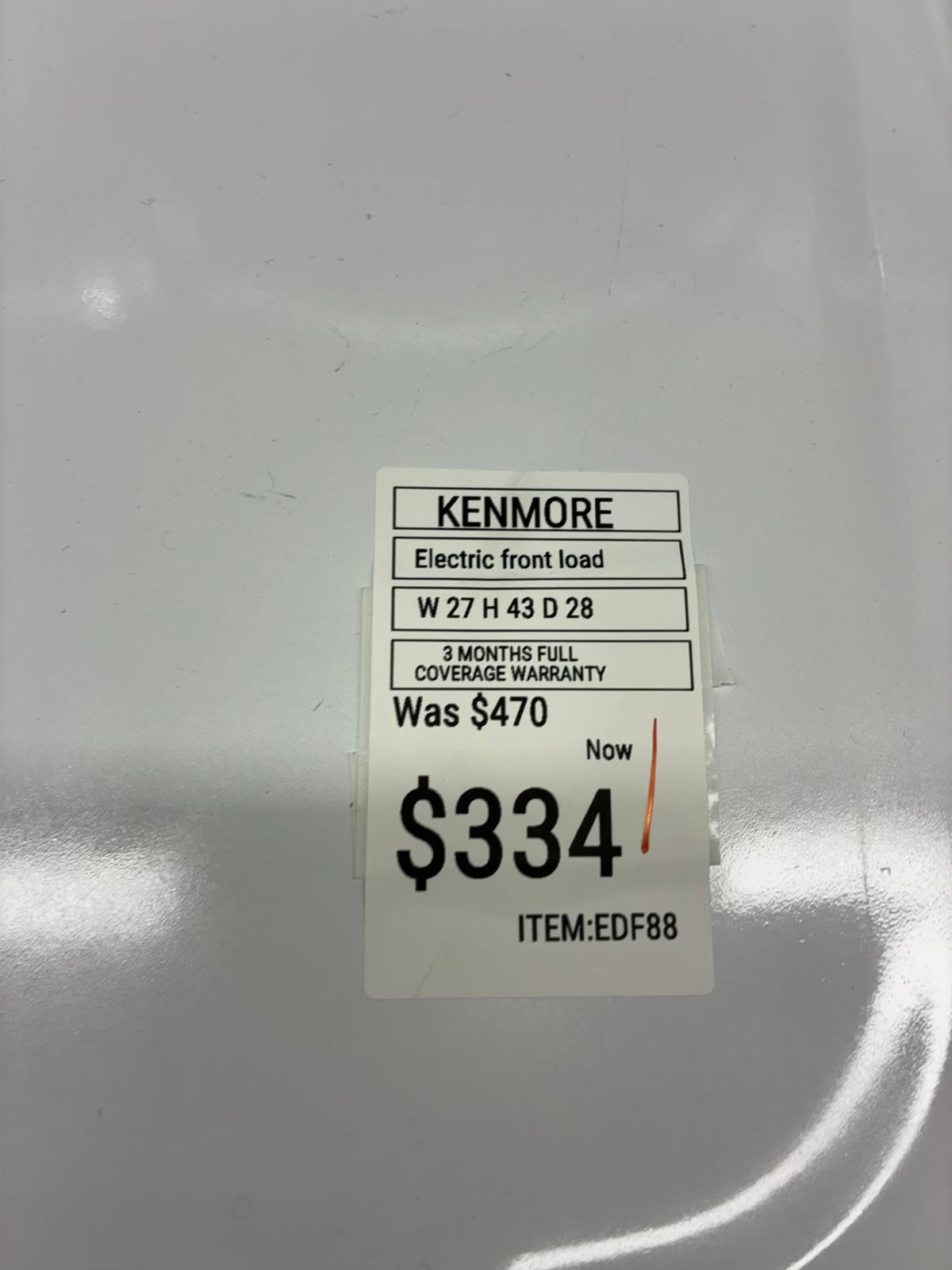 Kenmore electric dryer 27” large capacity white