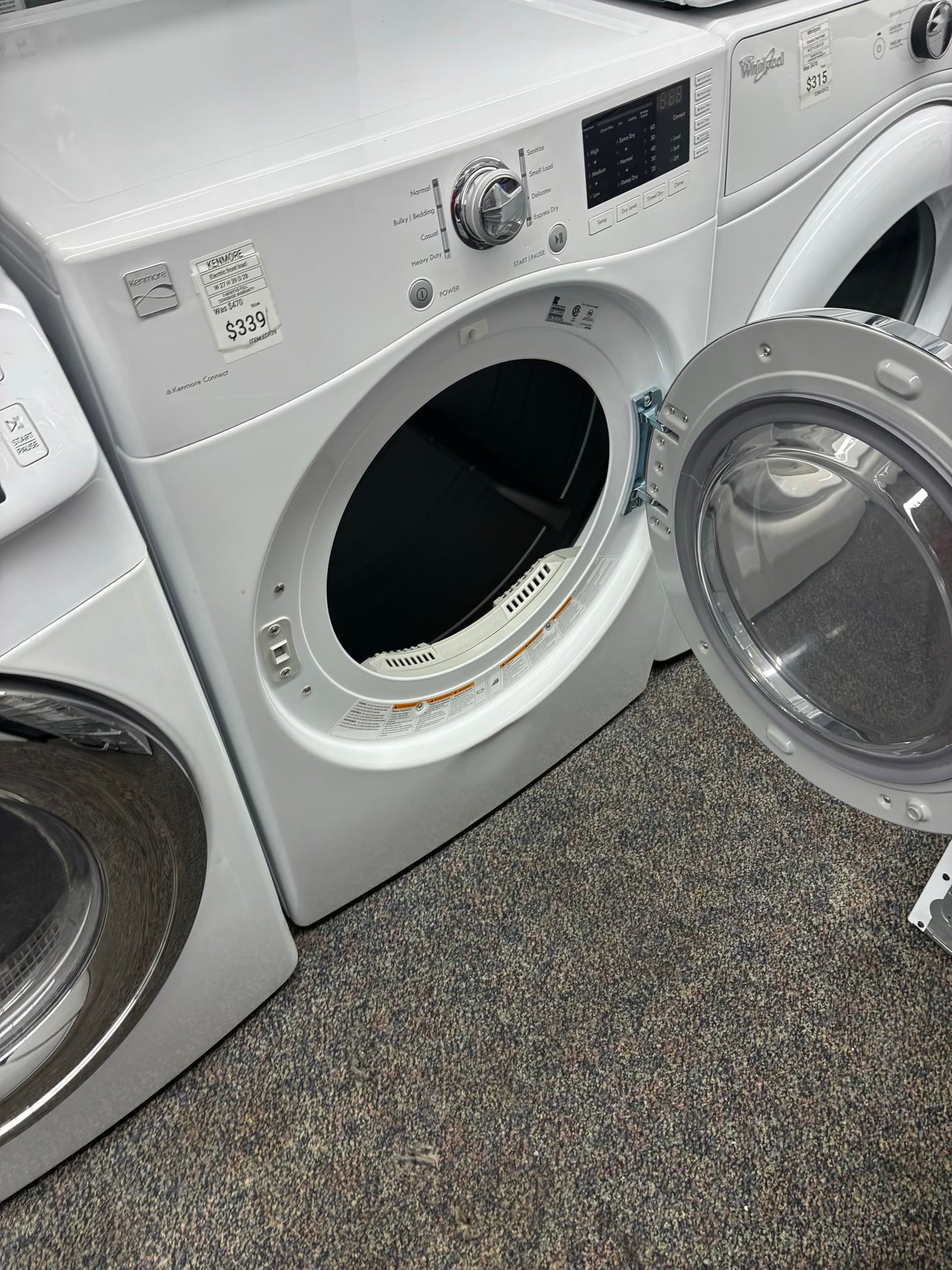 Kenmore Electric Dryer 27”white front load