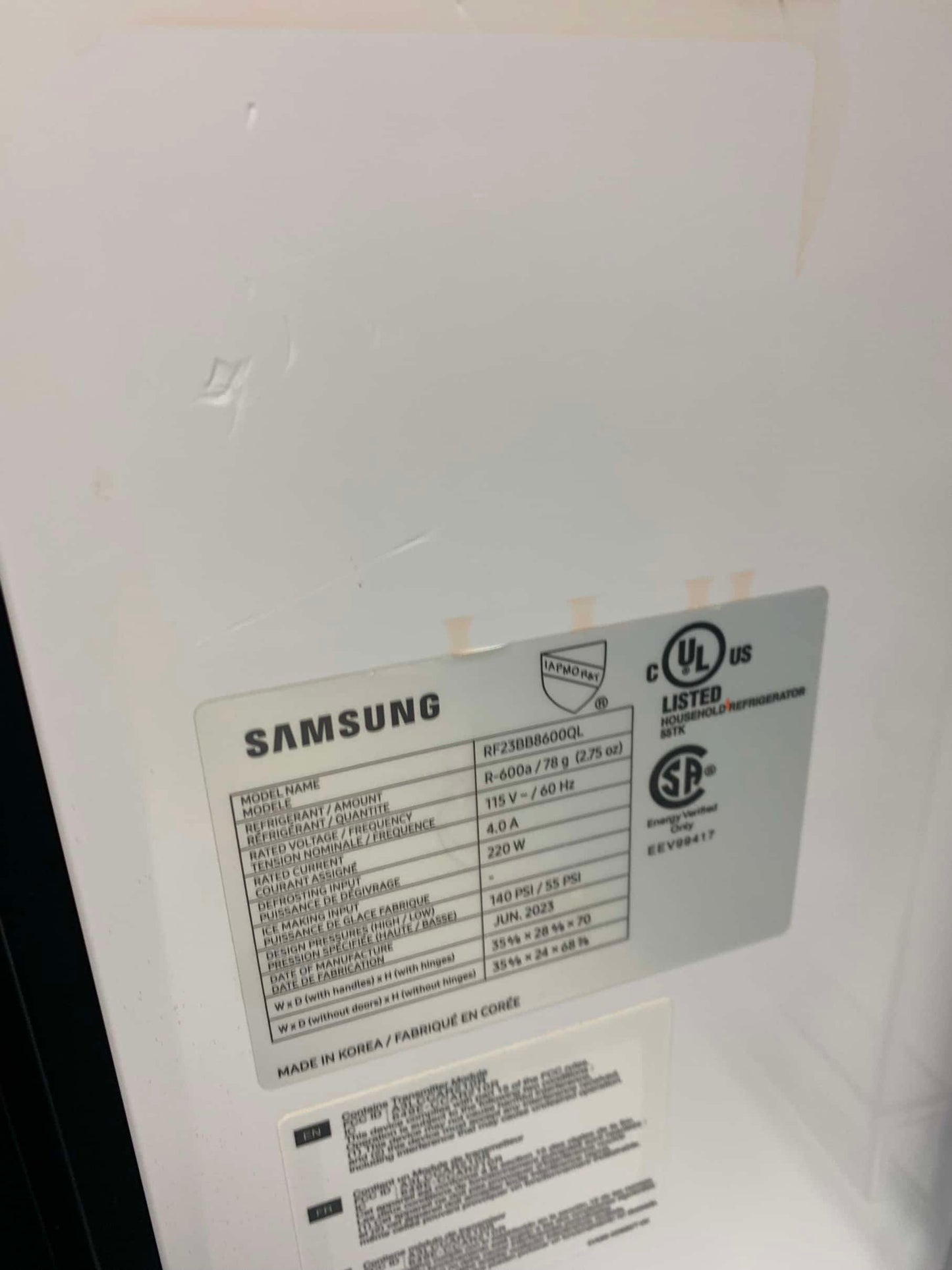 ★ Samsung Open Box  Bespoke 23 cu. ft. 4-Door French Door Smart Refrigerator with Beverage Center in Stainless Steel, Counter Depth RF4461
