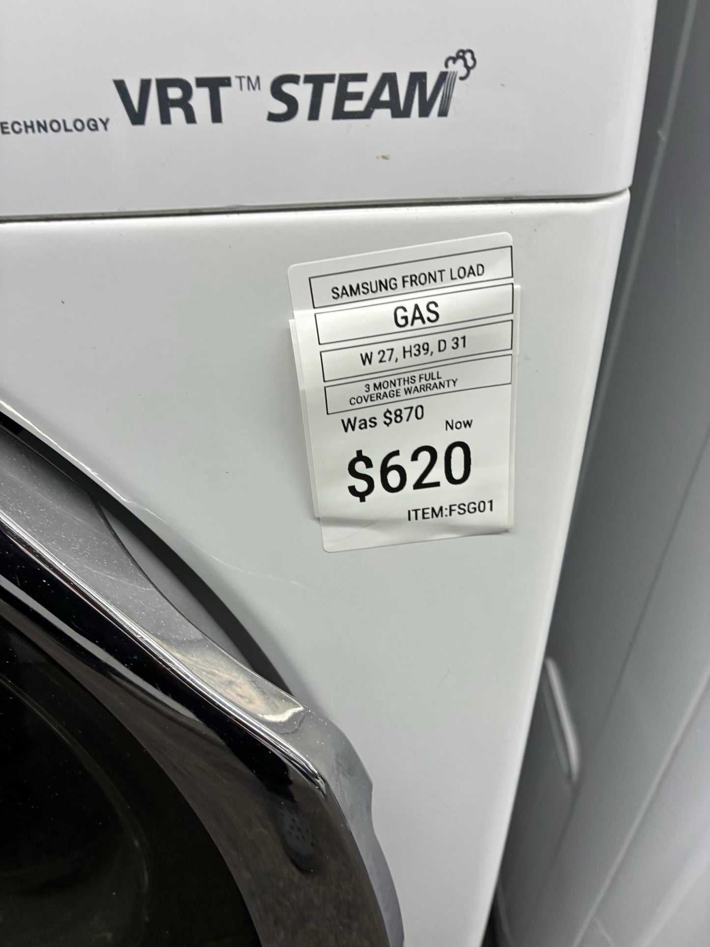 Samsung gas set front load washer and dryer 27” white