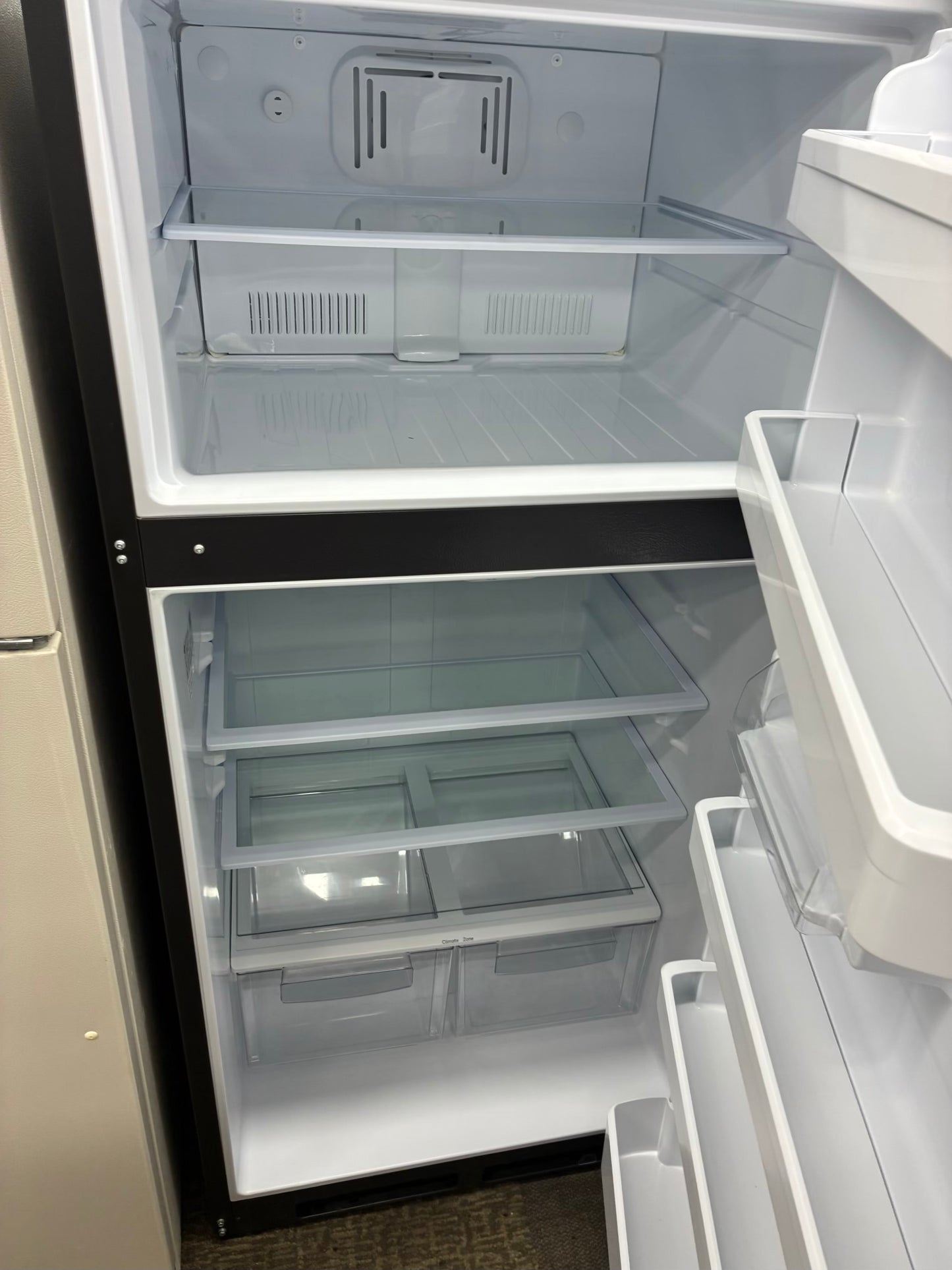 GE top freezer refrigerator stainless 30”