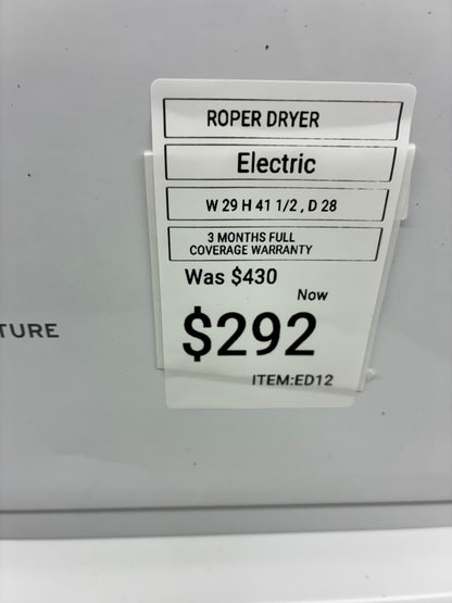 Roper electric dryer 29” large capacity