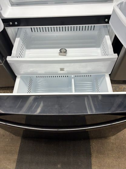 Kenmore French door refrigerator black 33” ice maker water dispenser