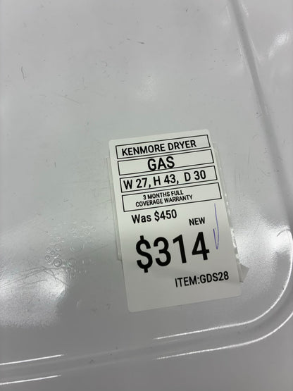 Kenmore gas dryer 27” large capacity white