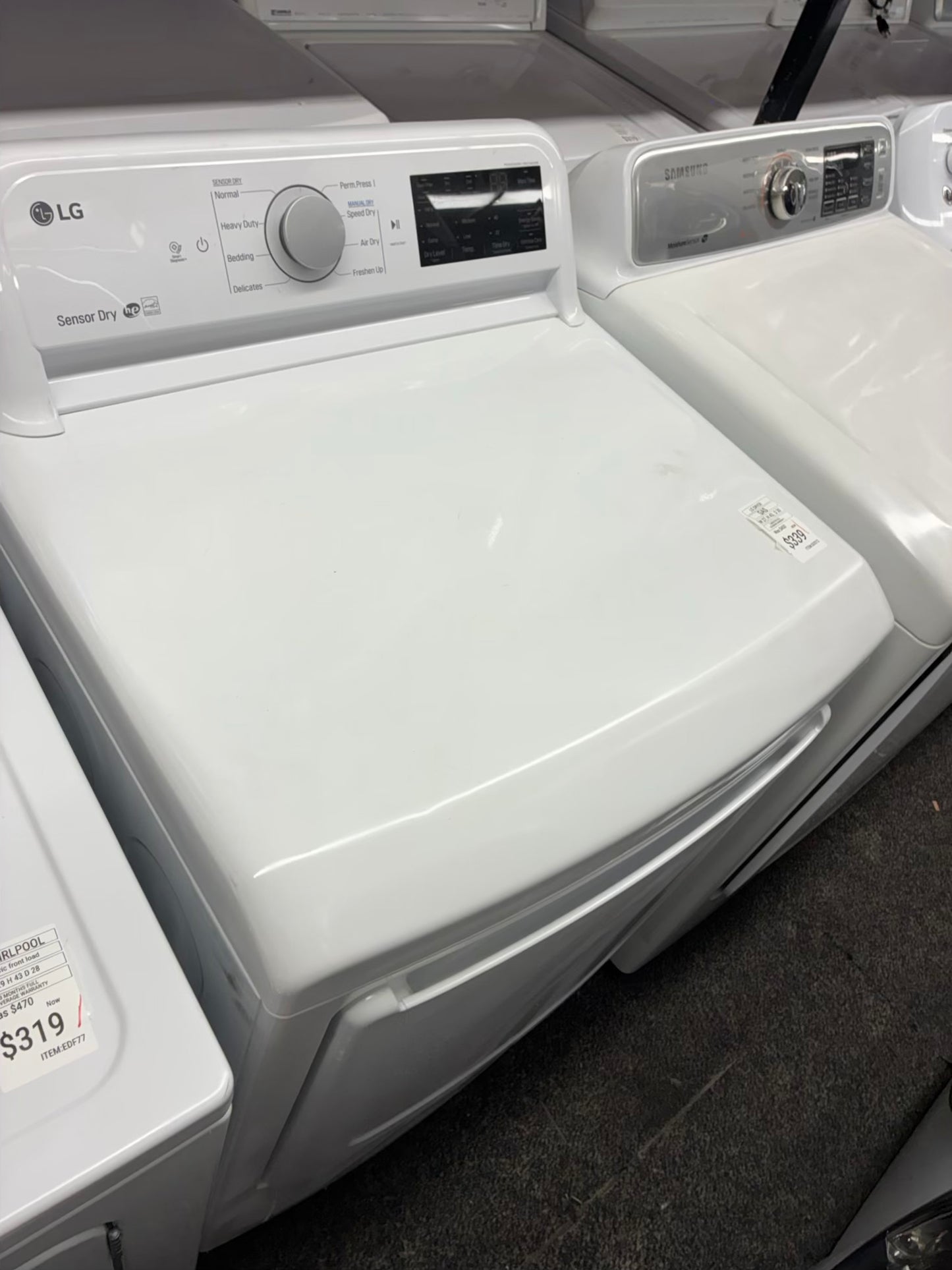 LG gas dryer 27” large capacity white