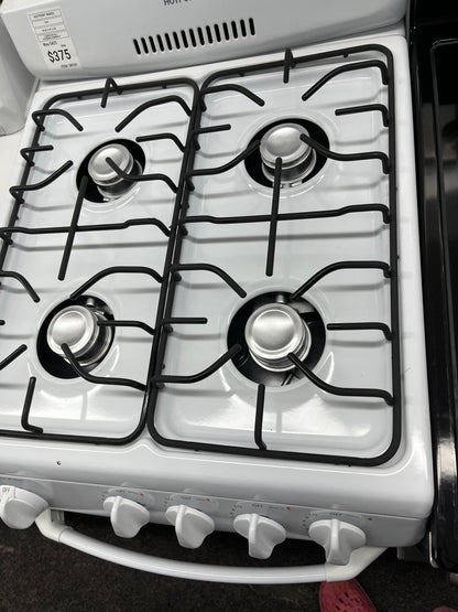 ^ ITEM #GR76Y Hotpoint gas range white 4 burner 20” in *more pictures soon