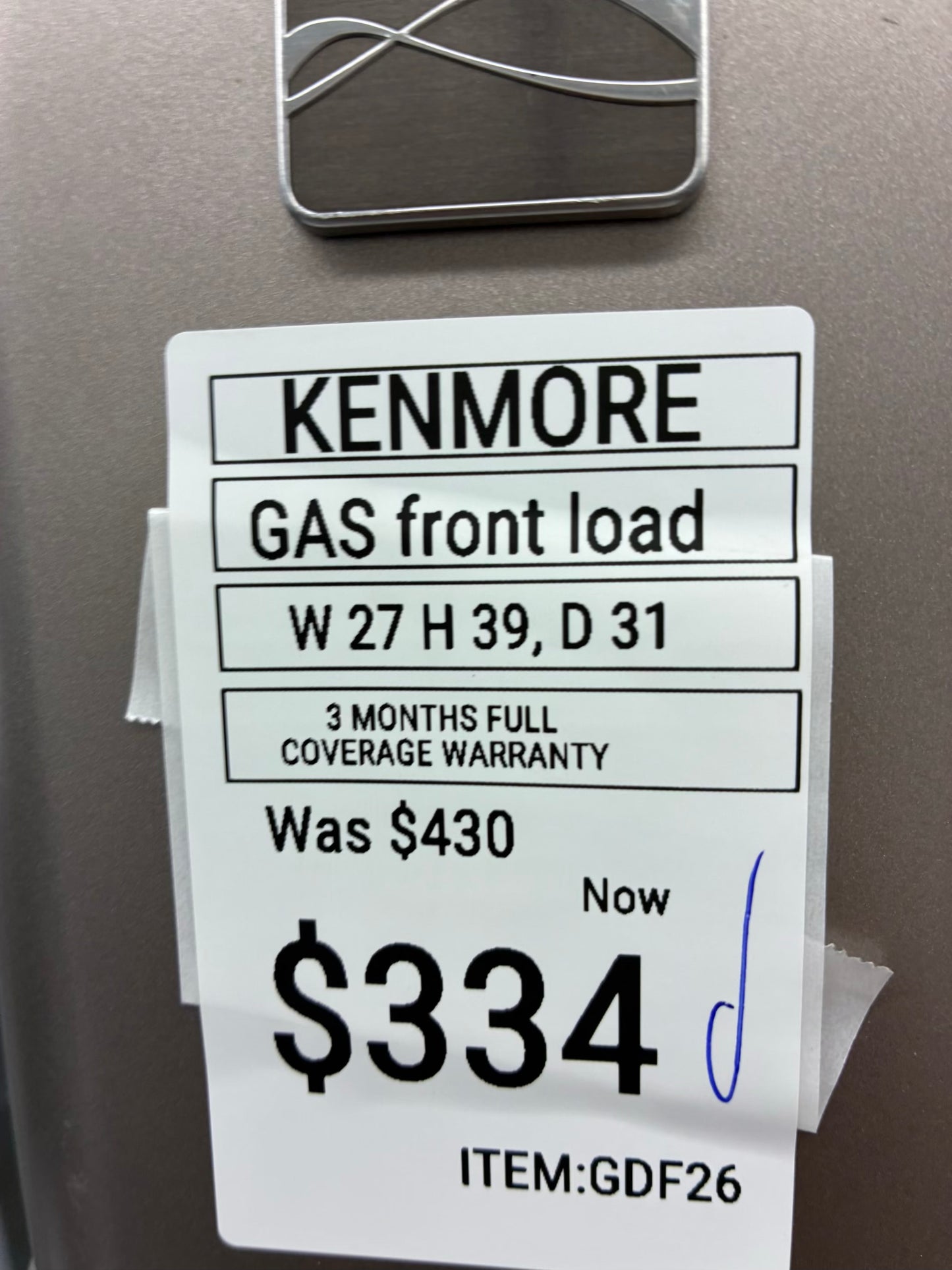 Kenmore gas dryer 27” large capacity