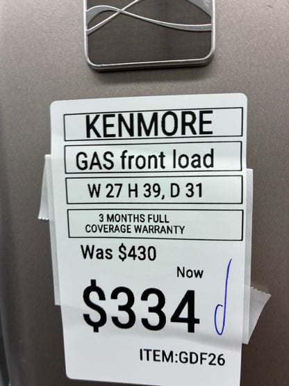 Kenmore gas dryer 27” large capacity