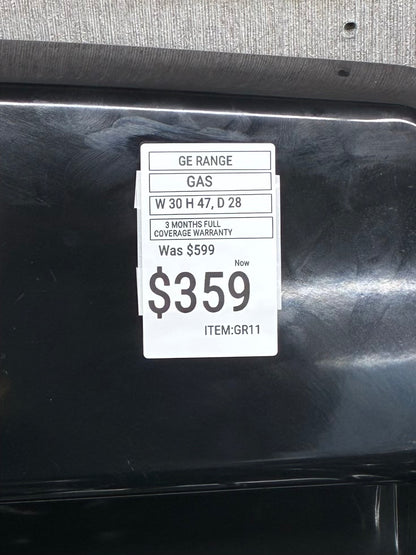 GE Gas Range black 4 Burners 30”