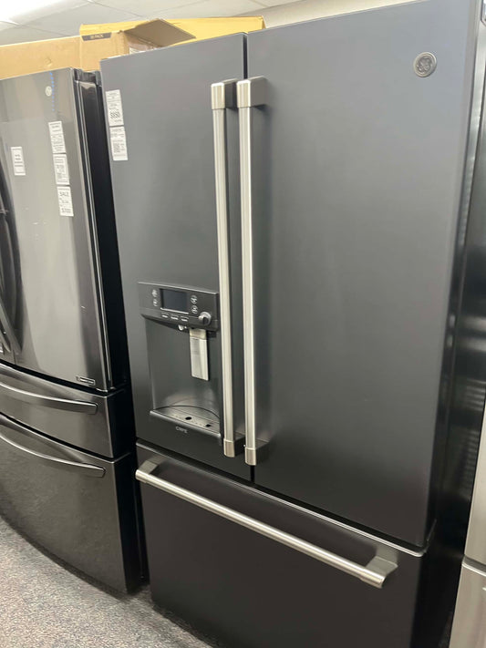 - Item: #RF84A  GE Cafe french door  refrigerator slate stainless steel w/water ice dispenser 36 in