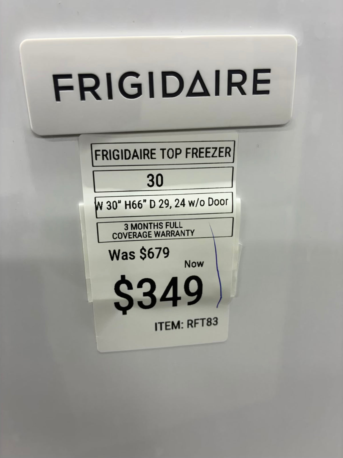 Frigidaire top freezer refrigerator  30”
