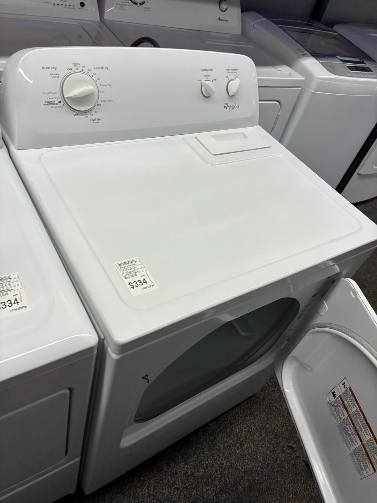 Whirlpool electric dryer 29” large capacity white