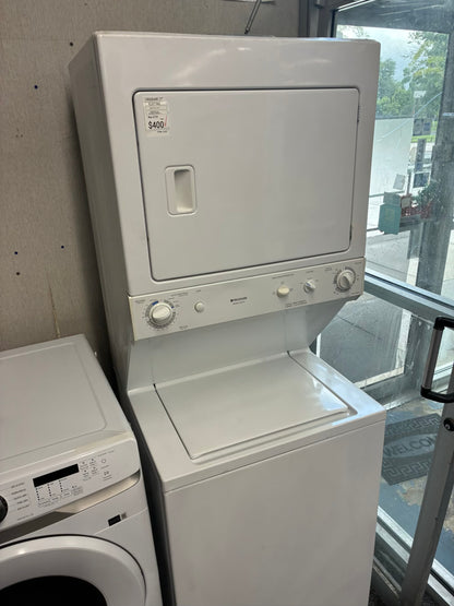 Frigidaire laundry center  washer and dryer set gas stackable 27”