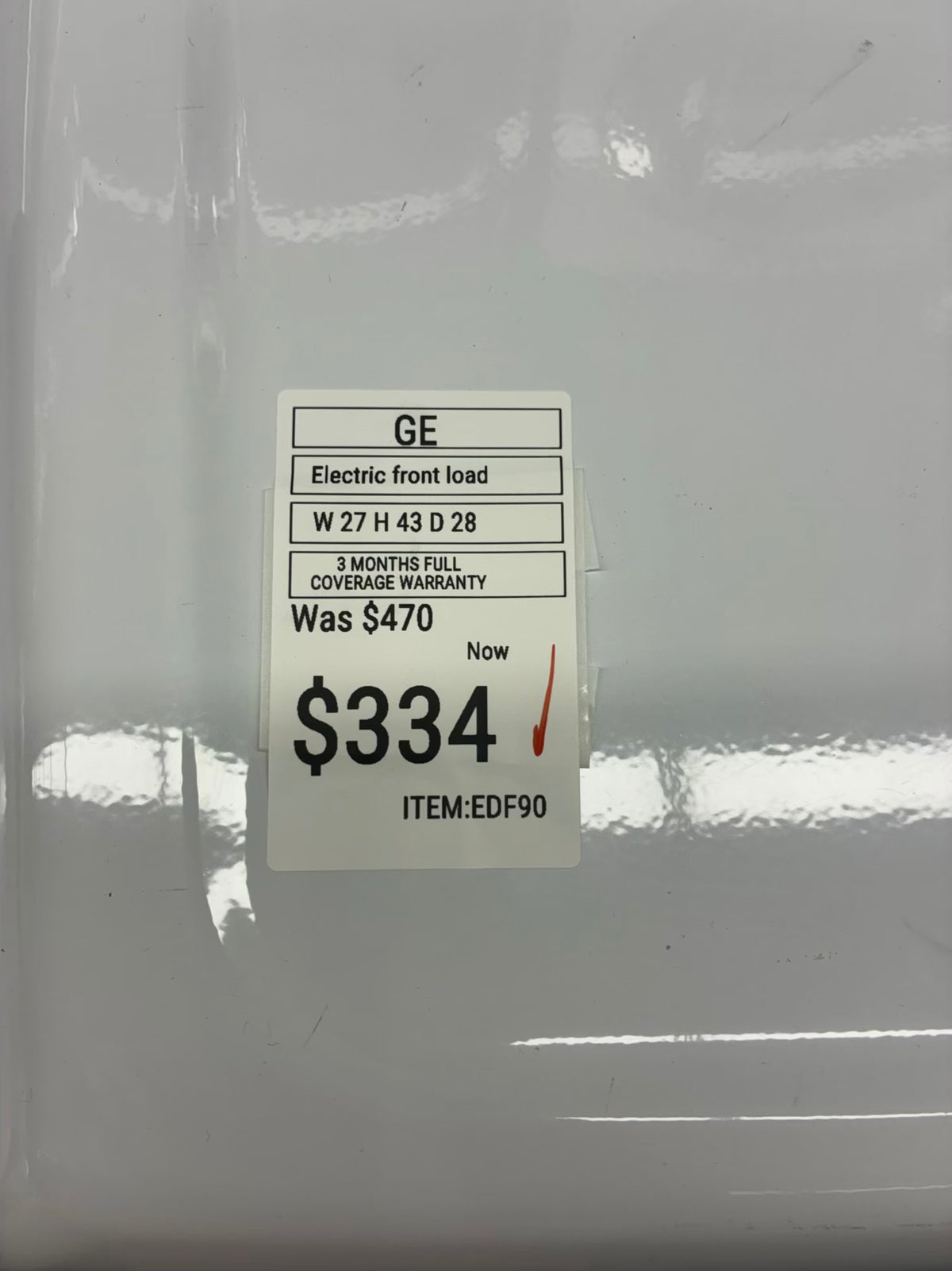 GE electric dryer 27” large capacity white