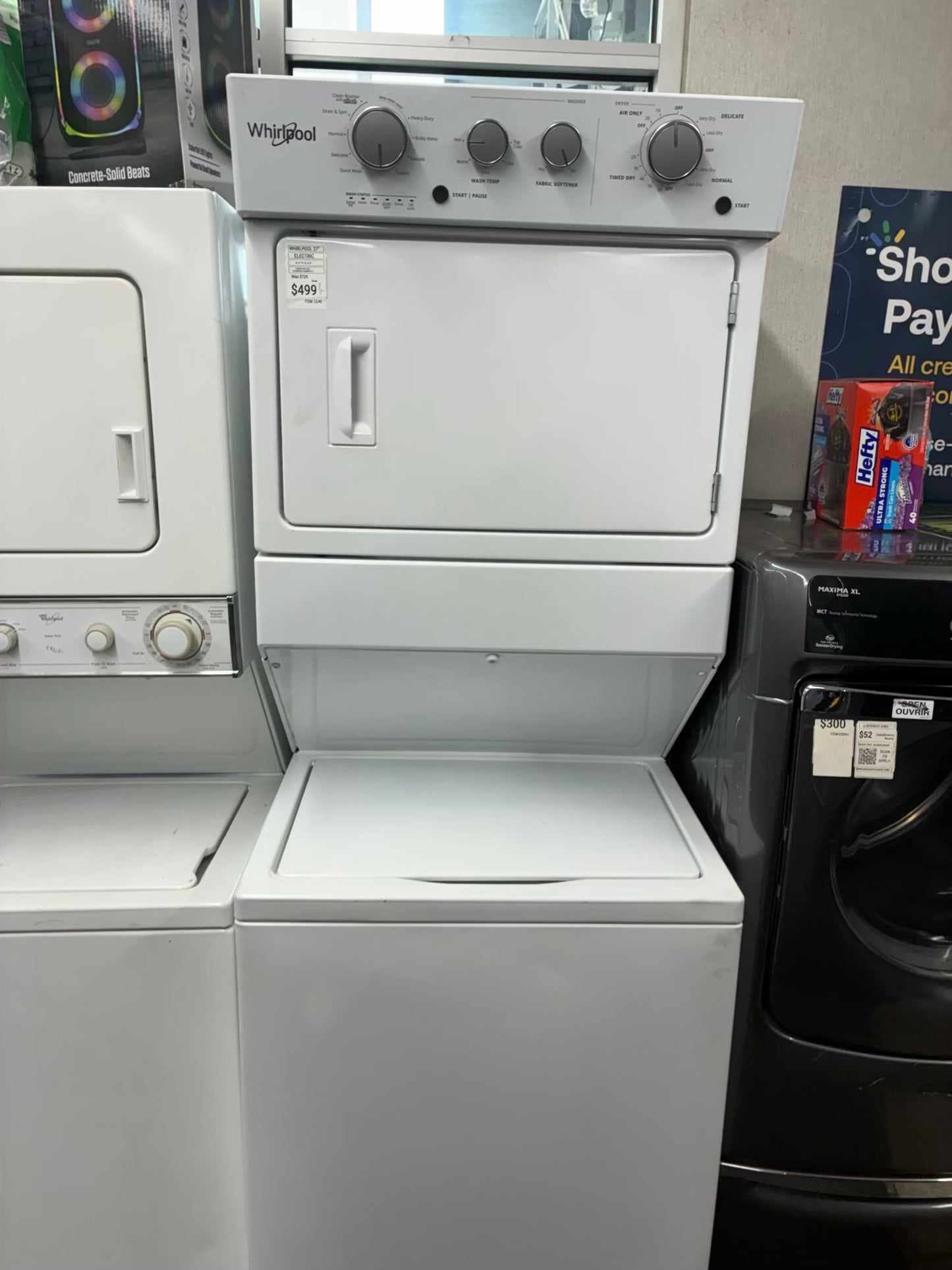 Whirlpool laundry center  washer and dryer set electric stackable 27”