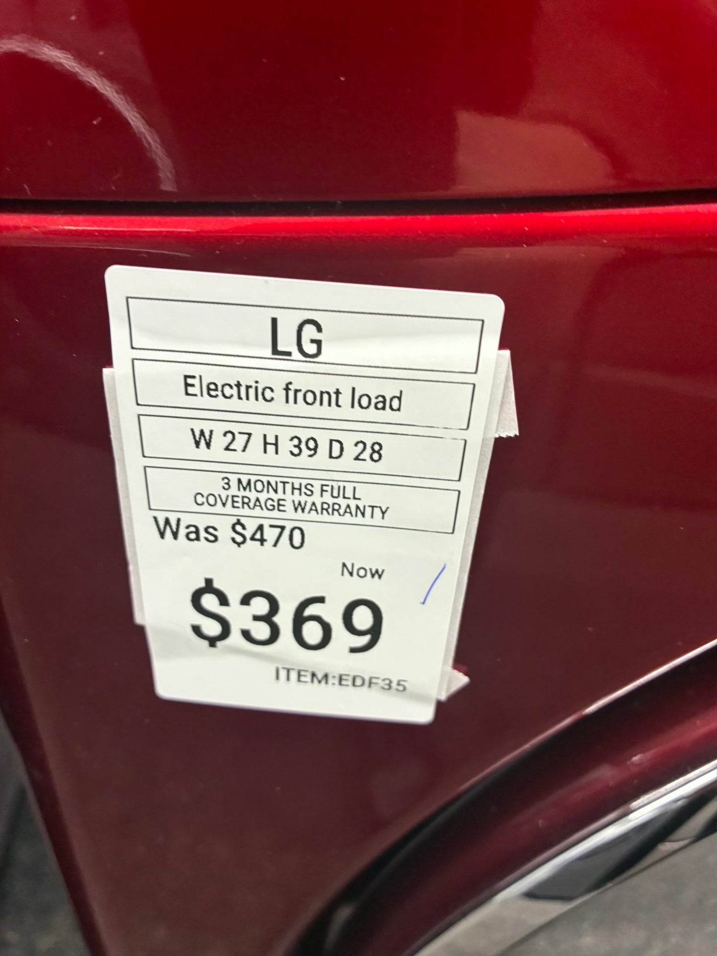 LG Electric Dryer 27”Red front load