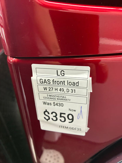 LG gas dryer 27” large capacity red with steam option