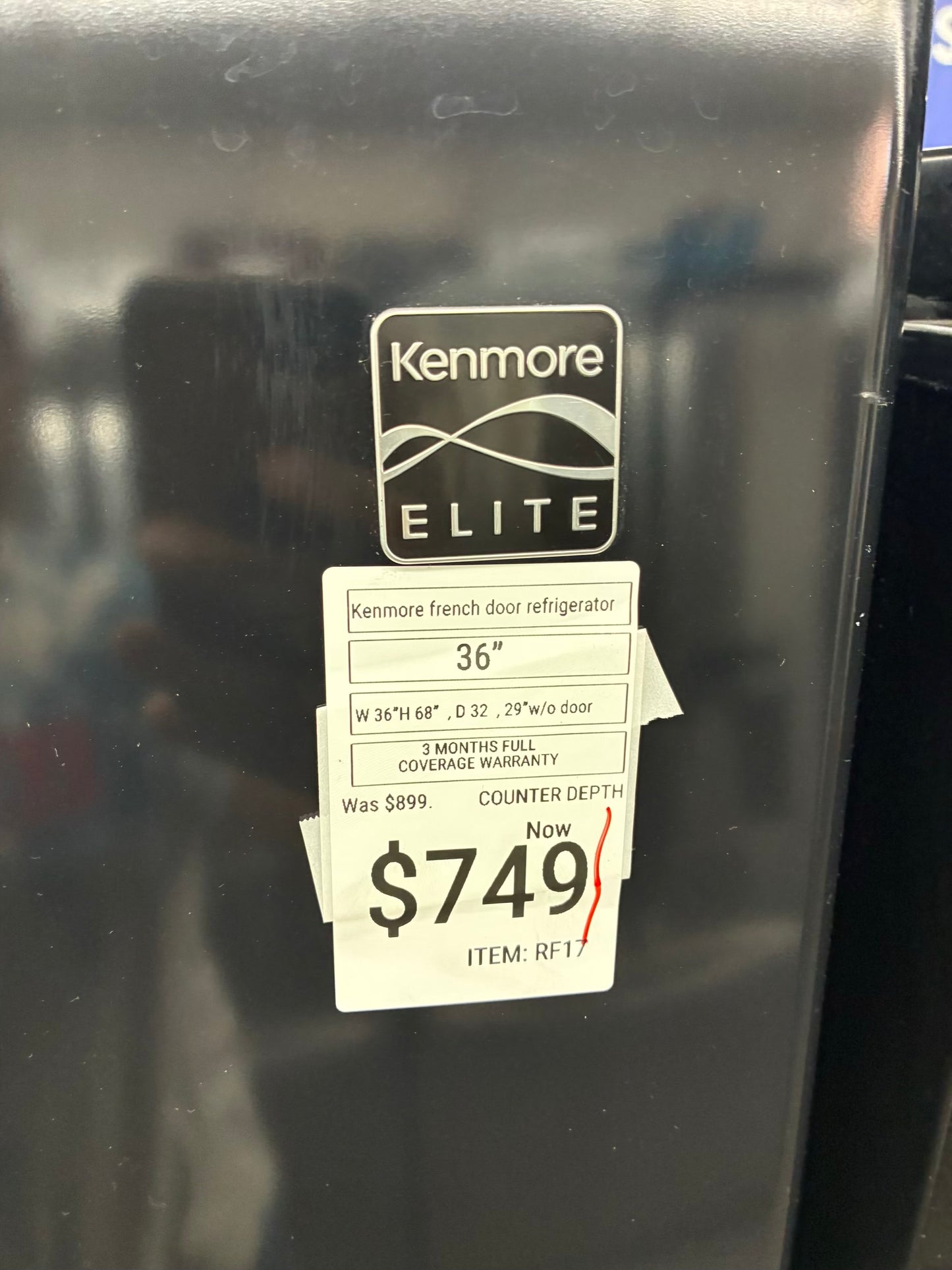 Kenmore French door refrigerator stale stainless steel 36” ice maker water dispenser COUNTER DEPTH