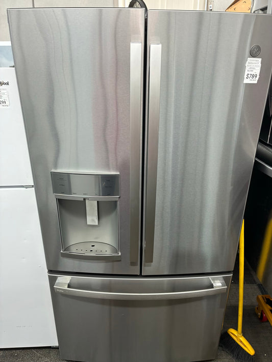 GE French door refrigerator stainless steel 36” ice maker water dispenser