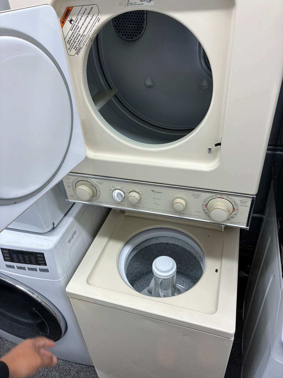 Whirlpool center  washer and dryer set electric stackable 24”