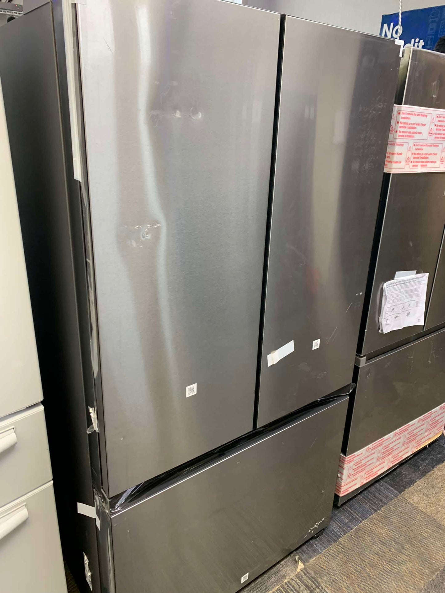 Item : #RF1076 Samsung Bespoke Open Box 30 cu. ft. 3-Door French Door Smart Refrigerator with Beverage Center in Stainless Steel, Standard 36” Depth RF789 - ST2