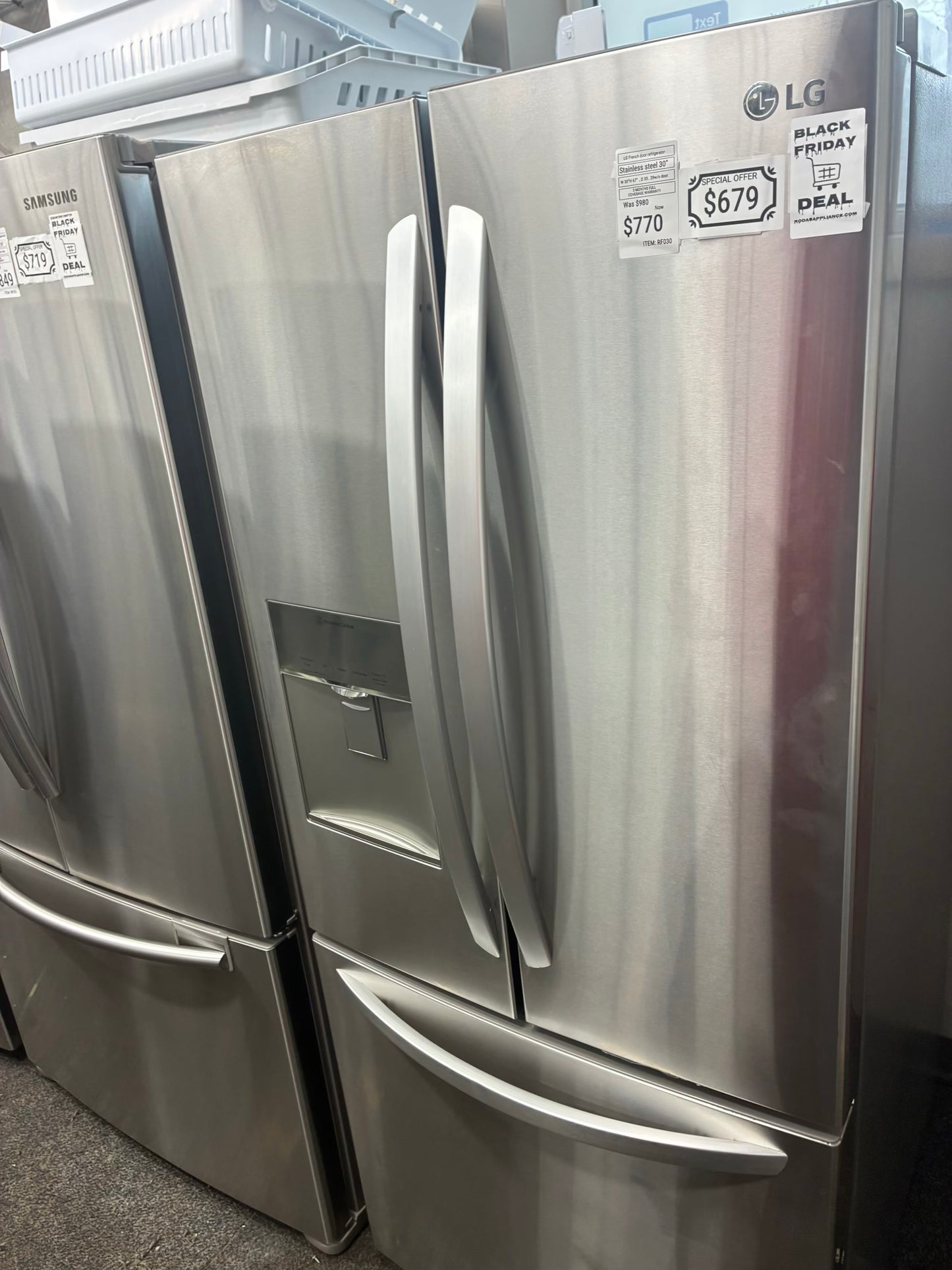 LG French door refrigerator slate stainless steel 30”, Ice Maker BLACK FRIDAY SALE
