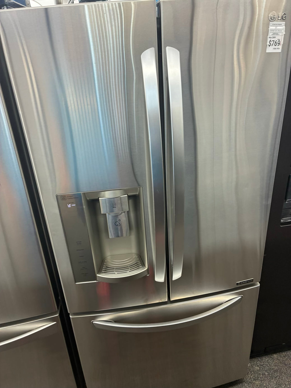 LG French door refrigerator stale stainless steel 33” ice maker water dispenser