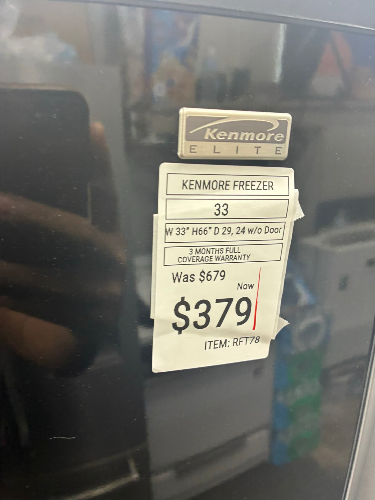 Kenmore top freezer refrigerator  33” black