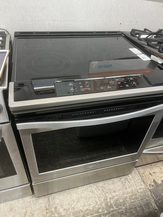 ^ ITEM #ER11S Whirlpool electric stainless steel  range 4 burner 30 inch