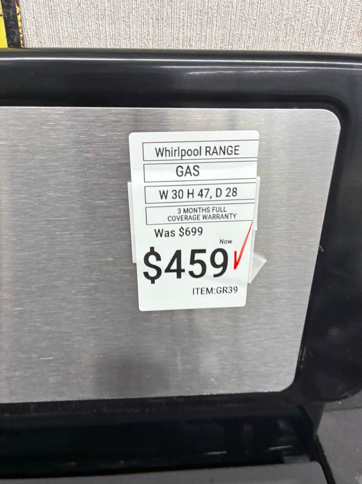 Whirlpool Gas Range Stainless Steel 4 Burners 30”