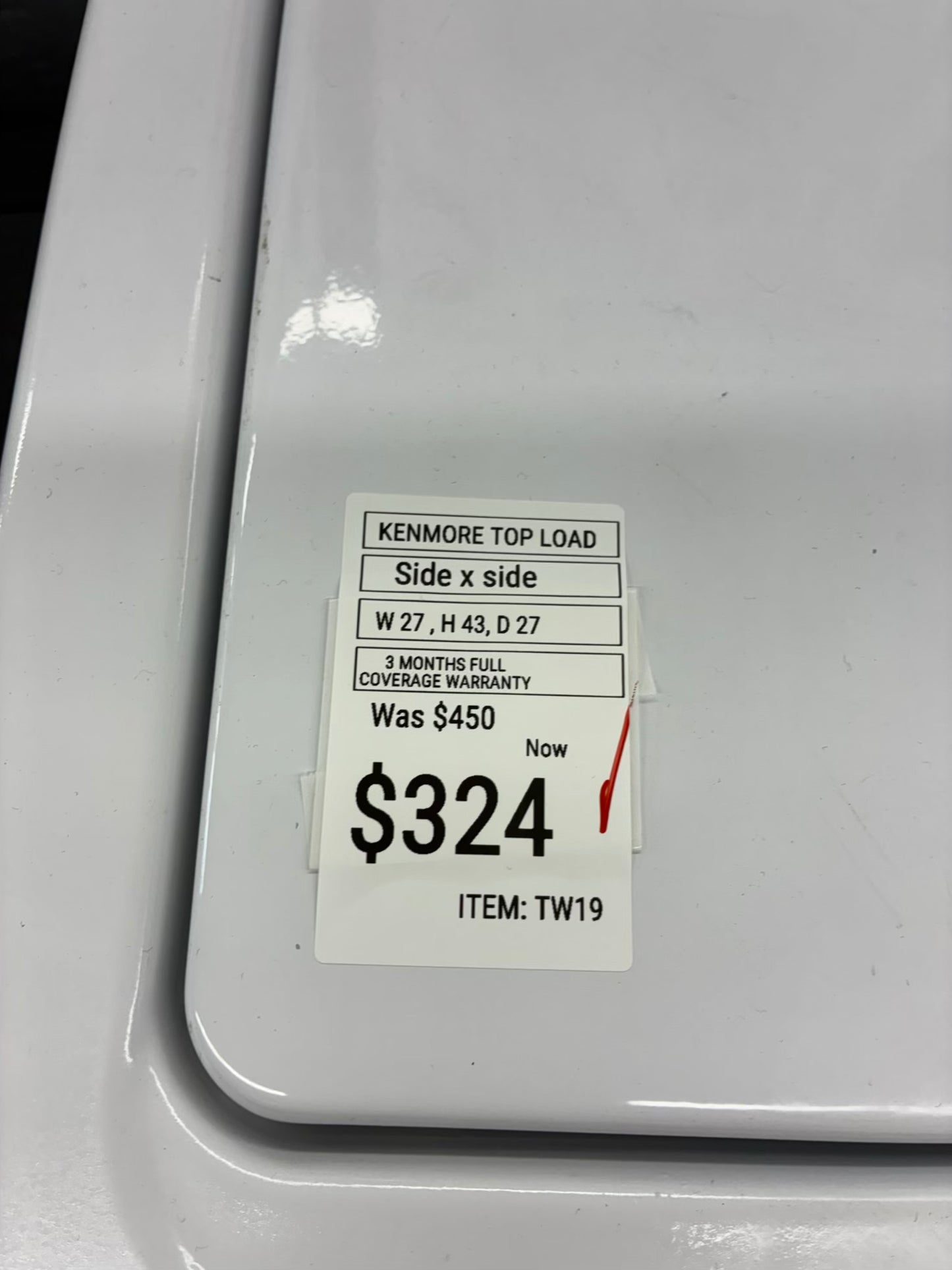 Kenmore top load washer 27” large capacity