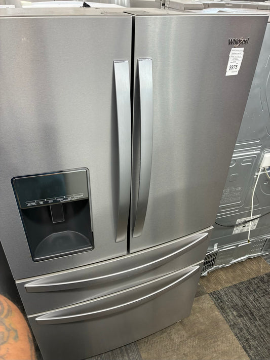 Whirlpool french door refrigerator stainless steel with ice maker 36”
