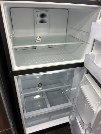 GE top freezer refrigerator stainless steel 33”